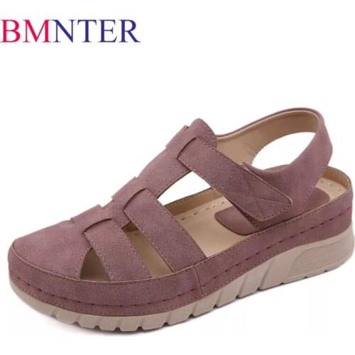 BMNTER Woman Summer Casual Sewing Women Shoes Female Ladies Platform Retro Sandalias Plus Size light ladies q115