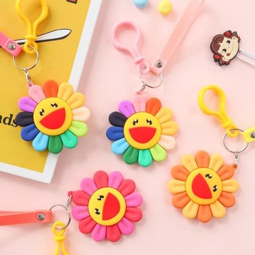 Colorful Sunflower Key Chain Backpack Mobile Phone Pendant Cute Accessories Trinket Birthday Gift Sunshine Smile Bag Pendant