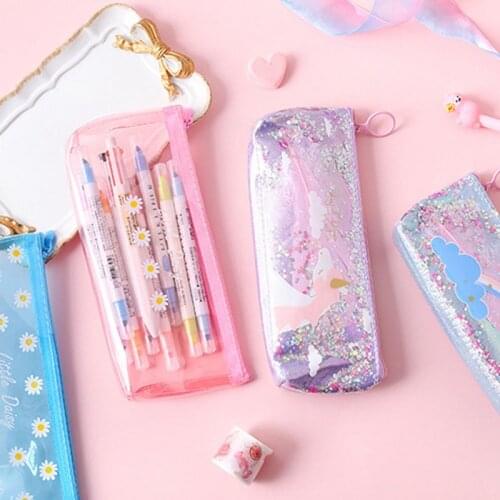 1 Pcs Kawaii Daisy Printed Pencil Case Unicorn Rainbow Pencil Box Pencilcase Pencil Bag School Supplies Stationery