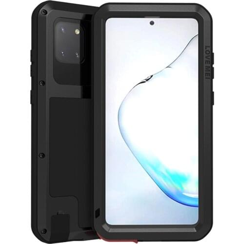 Love Mei For Samsung Galaxy Note 10 Lite Metal Aluminum Armor Shockproof Heavy Duty Case protective Cover+Gorilla Glass
