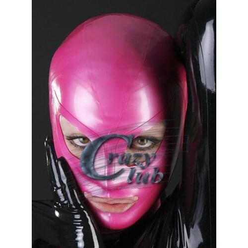 Crazy club_100% pure natural latex fetish handmade Hood Mask Fetish Regular latex cap monochrome Zentai Hollow Hood Fast Custom