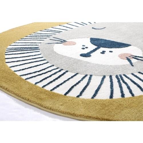 Baby Play Mat Crawling Carpet Kids Room Floor Rug Round Cartoon Lion Printed Game Pad Playmat Children Bedroom Decor