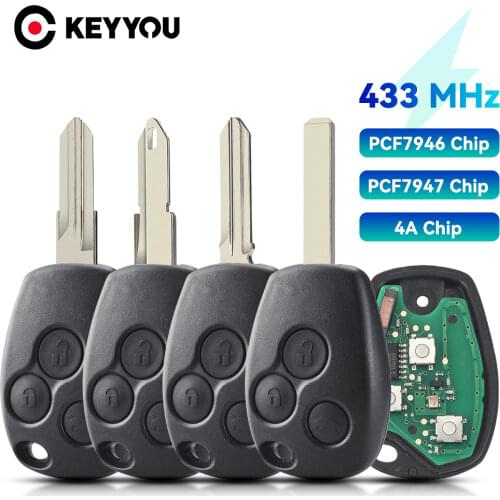 KEYYOU 2BTN 3BTN Remote Car Key For Renault Duster Modus Clio 3 Twingo DACIA Logan Sandero Kangoo 433MHz PCF7946 PCF7947 Chip