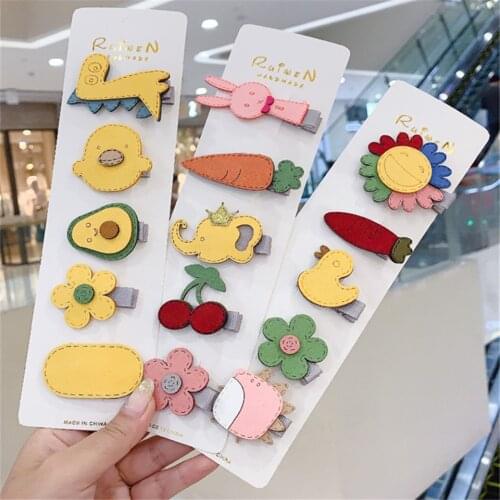 Korean Style Hot Sale Childrens Hair Accessories Kids Fashion Kawaii Flower Frog Avocado Hair Clip Newborns Cute Little Hairpin