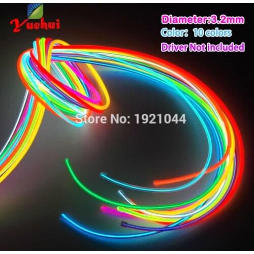 Hot Sales 3.2mm EL Wire Rope Tube Flexible Neon Light 10 Color Choice Not Include EL Controller For Toys Craft Party Decoration