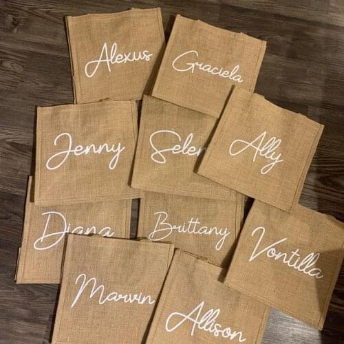 Wedding Reusable Jute Shopping Bag Eco Friendly Burlap Grocery Bag Large Capacity Shopping Beach Vacation Picnic Handbag Tote
