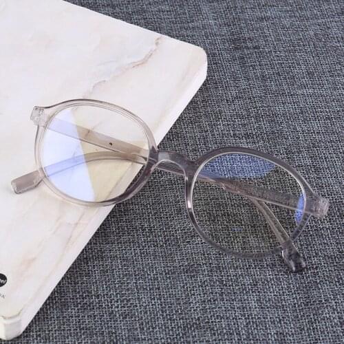 Fashion Blue Light Glasses Retro PC Frames Anti Blue Ray Computer Glasses Men Women Transparent Grey Round Glasses Frame Eyewear