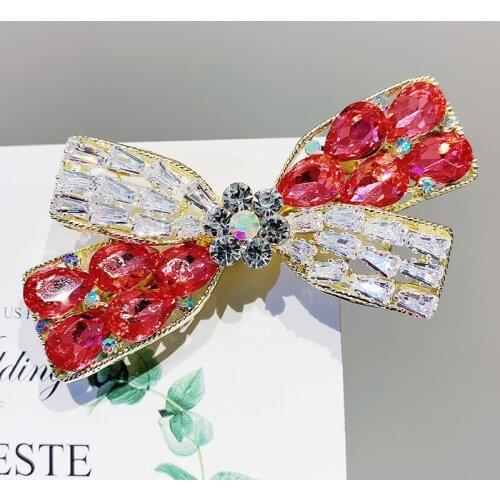 Fashion Bow Barrette Hair Clips for Girls Rhinestone Zircon Bling Hairpins Luxury Jewelry Hairclips Women Korean Hair Acsesorios