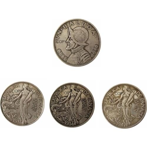 Panama 1931 1934 1947 Date Selection Balboa Silver Plated Copy Coins
