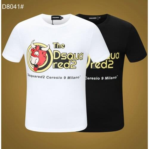 Top Cothing DSQUARED2 Men Printed Cow TSHIRTS for Mens Round Neck Hip Hop Pure Cotton Tee T-Shirt Big Size M-XXXL