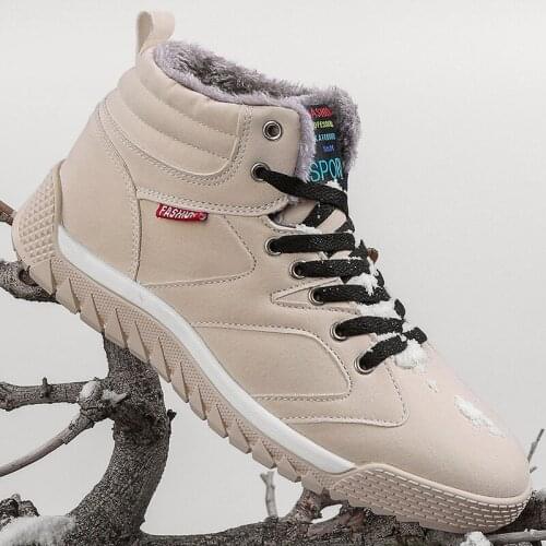 High Quality Leather Men Boots Fashion Warm Plush Snow Boots For Men Winter Shoes Comfortable Work Ankle Boots Men Botas Hombre