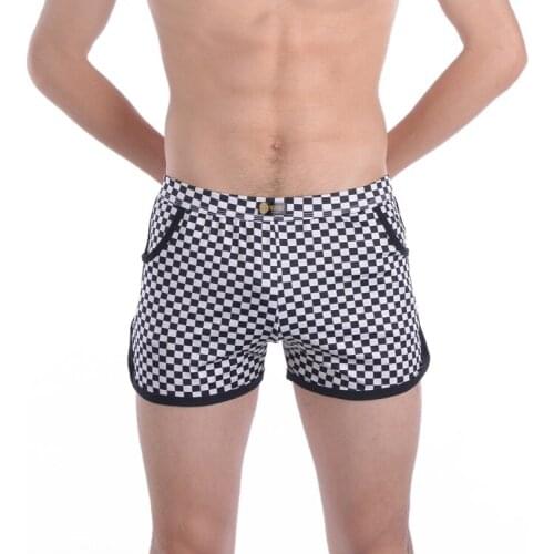 Man underpants Sexy plaid boxers Black edge arrow pants boxers