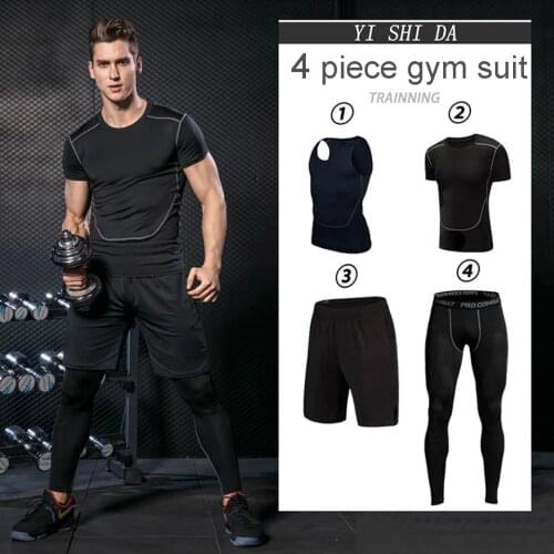Mnes Gym Suits mens Sportswear Running clothes Fitness sportman sets Compression suit Running jumper Tracksuits active wear men