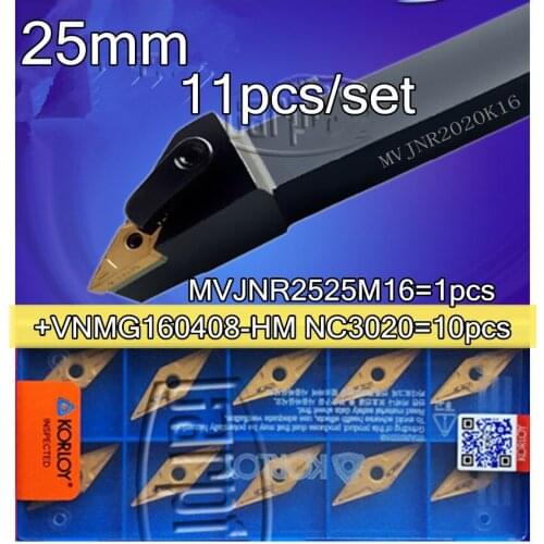 MVJNR2525M16 25mm 1pcs+KORLOY VNMG160404-HM VNMG160408-HM HS NC3020 PC9030 10pcs