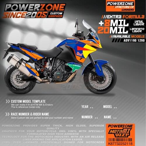 PowerZone Custom Team Graphics Backgrounds Decals 3M Stickers Kit For KTM ADV 1050 1090 1190 1290 118