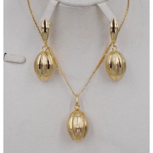 New High Quality Dubai Gold jewelry sets Gold color earring and pendant For madam party Gifts African jewelry Women set