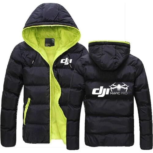Men New 2021 High Street Cotton Hoodie Winter High Quality Dji Mavic Pilot Logo Jacket Coat Pocket Zipper Loose Male Padded Tops