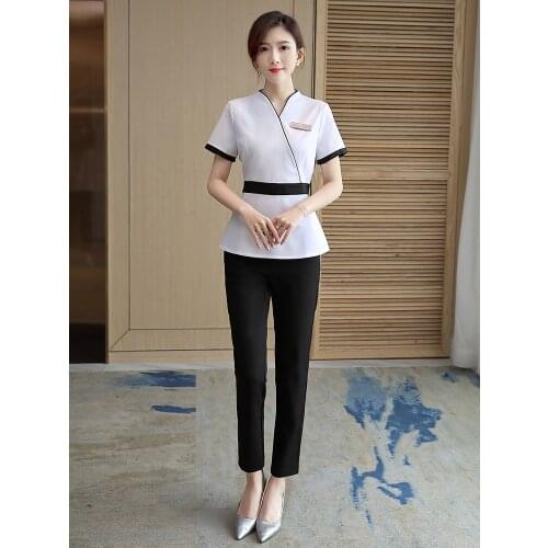 New Beauty Salon Beautician Work Clothes Womens Hotel Uniform Reception Clothing Hairdresser Spa Uniform Set
