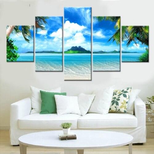 Framework Pictures HD Vintage Beach Landscape Home Decoration Sky Paintings On Canvas Posters And Tree Prints On The Wall