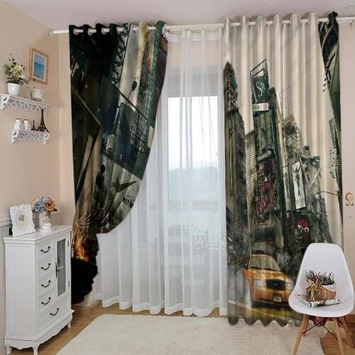 Customized size Luxury Blackout 3D Window Curtains For Living Room high building curtains Decoration curtains