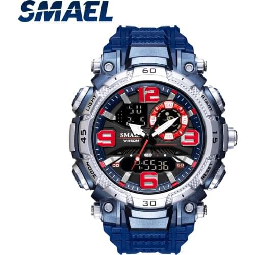 SMAEL 1921 Watch For Men Waterproof 50M Dual Time Zone Men’s luxury Sport Watches Stopwatch Alarm Digital Table Clock Trending