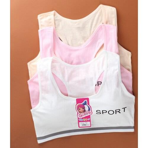 Underwear Wireless Teenager Girls Sport Bra With Chest Pad Teens Girls Sports Bra Cotton Young Girls Training Bra Puberty Gym