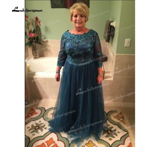 Three Quarter A Line Lace Tulle Long Plus Size Mother Of The Bride Dresses Wedding Party Guest Gown Dress robe mere de la mariee