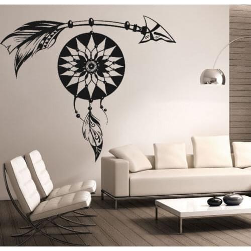 Arrow Feather Decals Dream Catcher Vinyl Wall Sticker Bohemian Style Fallow Bedding Decor Living Room Interior DIY PatternSYY288