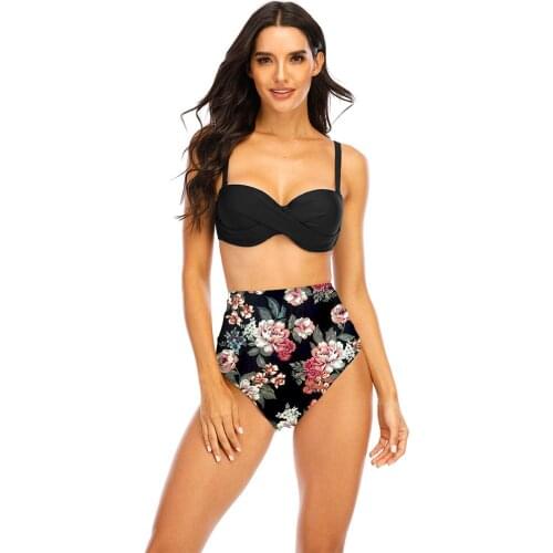 Womens Bikini Set Swimsuit Floral Print Swimwear 2021 New Bathing Suits Swimming High Waist String Thong Sexy