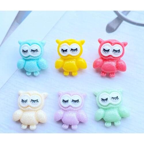 10Pcs Kawaii Cute Mixed Cartoon Owl Flat Back Resin Cabochons Scrapbooking DIY Jewelry Craft Decoration Accessorie H89