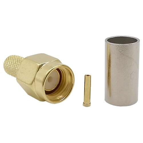 ALLiSHOP 5Pcs RP SMA Male Plug SMA Connector RF Coaxial Connector Crimp for RG58,RG142,RG400,LMR195 Goldplated SMA Adapter