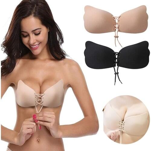 Push Up Bra Sexy Strapless Silicone Fly Bra Bandage Self Adhesive Bralette Backless Wedding Lingerie Invisible Bras For Women