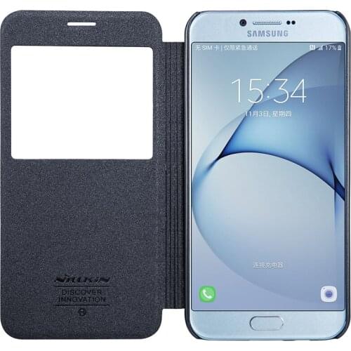 Case for Samsung Galaxy A8 2016 Matte Leather Case NILLKIN Sparkle Flip Cover for samsung galaxy a8 2016 Bumper with View Window