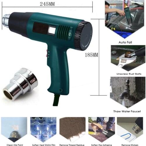 Digital Hot Air Gun Temperature-controlled Heat Gun Hair dryer Soldering hairdryer Gun build tool Nozzle 1800W AC220V