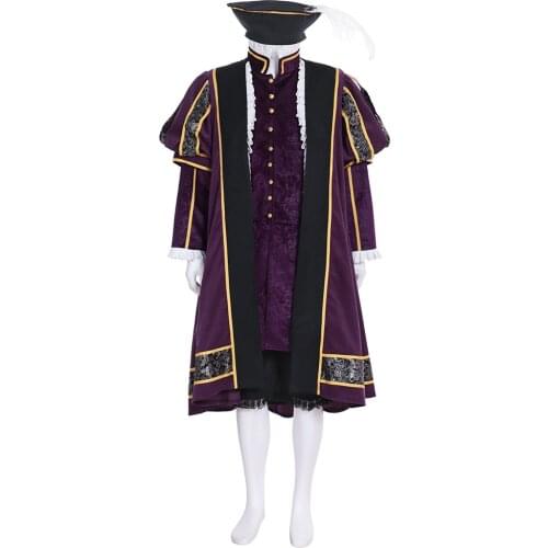 Cosplaydiy Medieval Tudor Elizabethan King Henry VIII Cosplay Costume Adult Renaissance Tudor Knight Lord Tunic Outfit L717