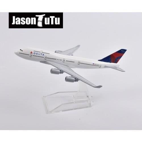 JASON TUTU 16cm Delta Air Boeing 747 Airplane Model Plane Model Aircraft Diecast Metal 1/400 Scale Planes Dropshipping