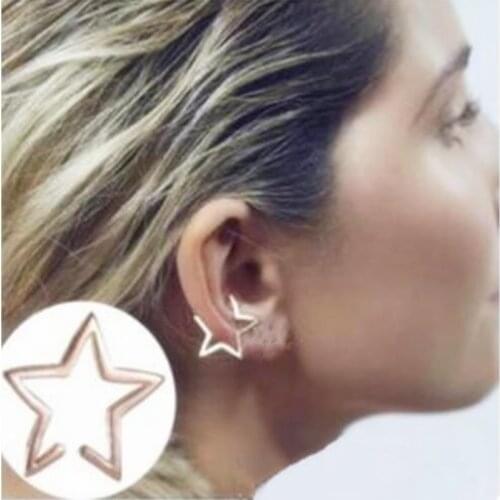 Ex996 Europe Gothic Punk Fashion Vintage Alloy Pentagram Star No pierced ear clip earrings 2021 trend Womens Jewelry 1pcs