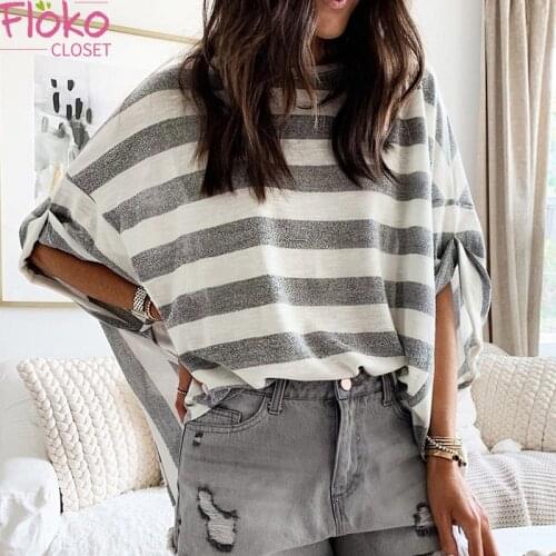 Женские полосатые футболки FlokoCloset China At AliExpress