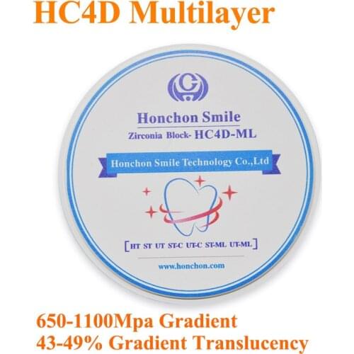 HONCHON 4D Multilayer Zirconia 650-1100Mpa -43%-49% in One Disc 98*12/14mm