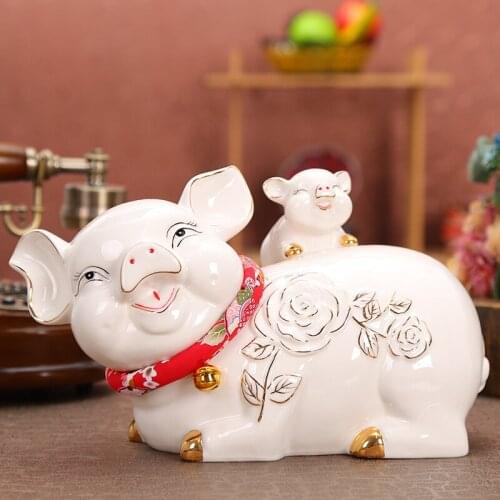 Ceramic Crafts Gold-plated Pigs Piggy Bank Childrens Birthday Gifts Creative Gifts Home Decorations Accessories Christmas