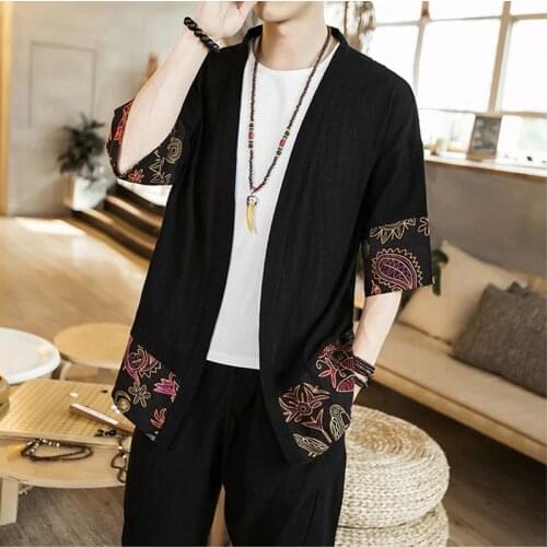 Kimono Men Yukata Male Kimono Cardigan Men Male Jacket Shirt Traditional Japanese Mens Clothing Cosplay Samurai Costume AA001
