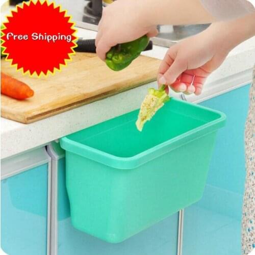 Kitchen Trash Can Cabinet Door Hanging Plastic Garbage Bucket Multifunctional Desktop Storage Box 2 Pieces/Lot Free Shipping