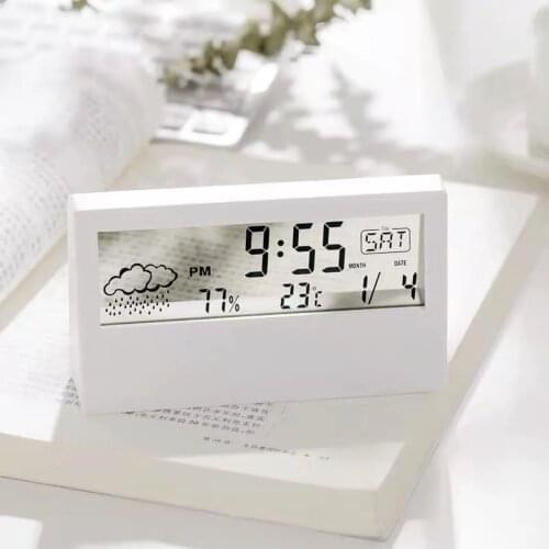 Multifunctional weather alarm clock mute creative luminous simple and cute gift small alarm clock for children and girls