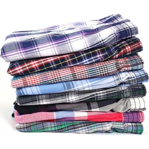 5 pcs Mens Underwear Boxers Shorts Casual Cotton Sleep Underpants Quality Plaid Loose Comfortable Homewear Striped Arrow Panties