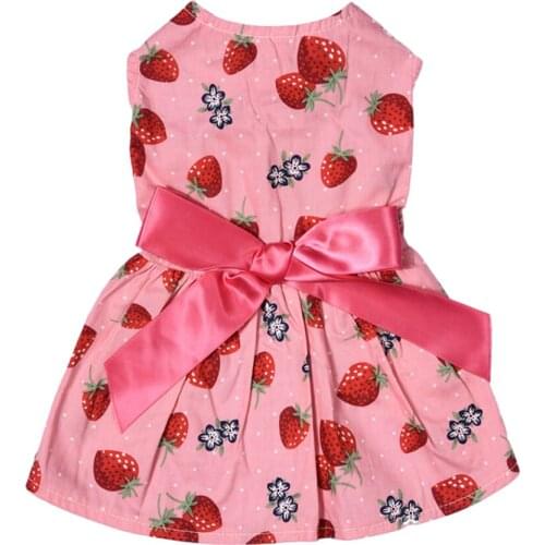 New Summer Dog Dresses Cotton Strawberry Pattern One-piece Puppy Dogs Skirt Clothes Pet Princess Dress Cute Pet Clothes XS/S/M/L