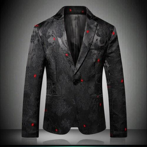 Slim Blazers For Men Fit 2020 Black Blazer Pattern Printed Blaser Homens Mens Personality Suit Jacket 6601