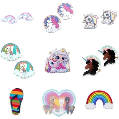 Rainbow Sweet Girl Acrylic Flatback Planar Resins DIY Sew Bow-knot Phone Decoration Crafts Homework Accessories,5Yc18268