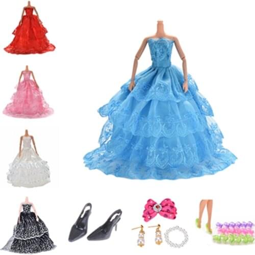 Shoes Colorful Multi Layers Wedding Dress Party Gown Princess Cute Outfit Clothes For Doll Girls' Gift