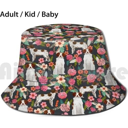 Brittany Spaniel Florals Pattern - Cute Dog Design , Dog , Brittany Spaniel Sun Hat Foldable UV Protection Brittany Spaniel