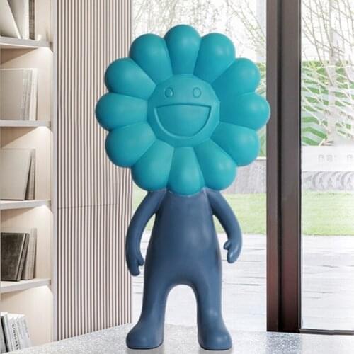 Nordic Modern Sunflower Cartoon Figure Sculpture Decoration Resin Fashion Craft Ornaments Club Home Accessories Figurine Decor